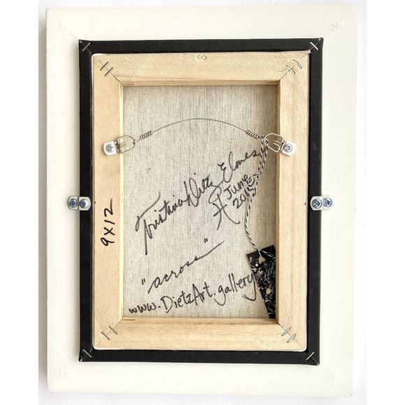 Across - Original Art Mixed Media Collage Painting Framed 12"x15" - Picture 9 of 9